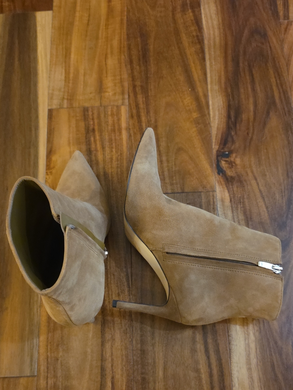 Nine West Tan Suede Pointed-Toe Ankle Booties